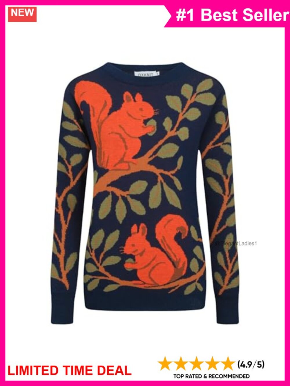 Womens Retro Knit Long Sleeve Sweater Cotton Crewneck Pullover